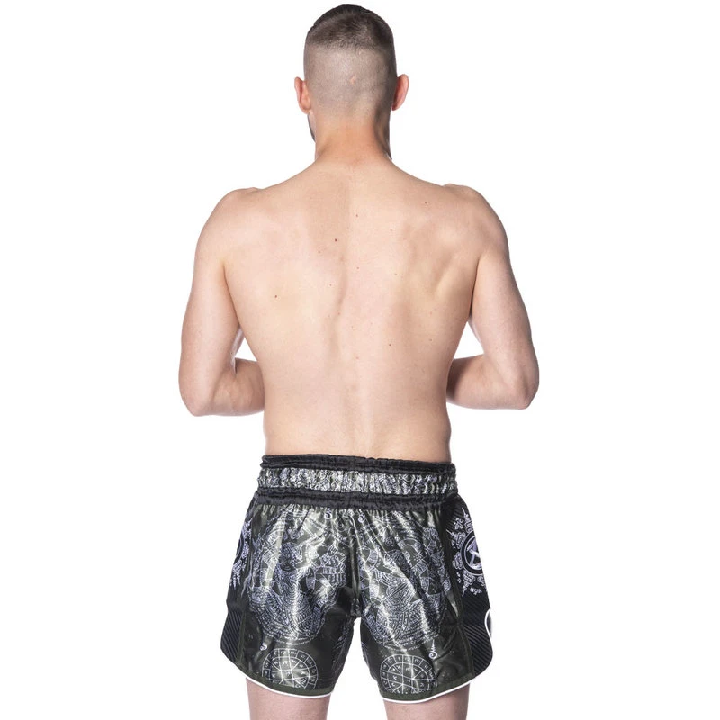 8 Weapons Muay Thai Short Carbon Yantra Olive Green - Image 3