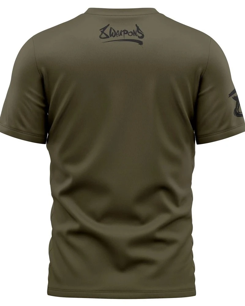 8 Weapons T Shirt Sak Yant Tigers Olijf Groen