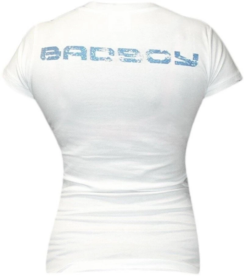 Bad Boy Logo Dames T-shirt Met V-hals Wit Blauw - Image 2