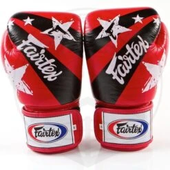 Fairtex Bokshandschoenen Leder Nation Print Rood