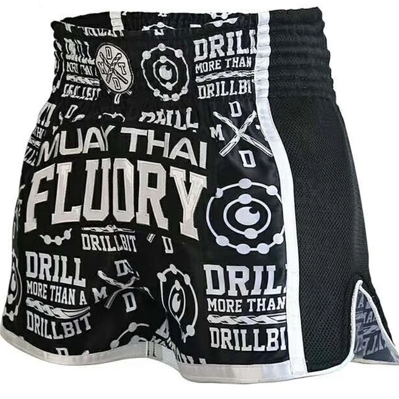 Fluory Kickboks Broekje Muay Thai Short Drill Zwart