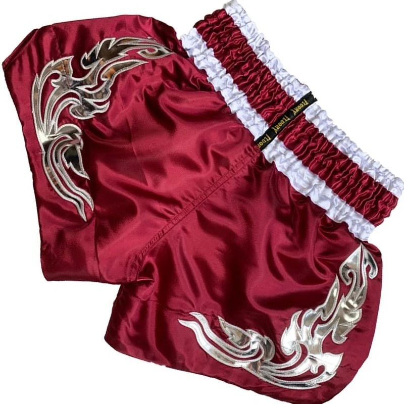 Fluory Muay Thai Kickboxing Shorts Bordeaux Rood MTSF87 - Image 4