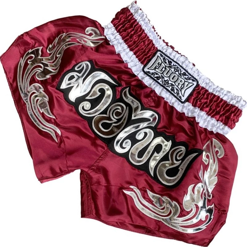 Fluory Muay Thai Kickboxing Shorts Bordeaux Rood MTSF87 - Image 5