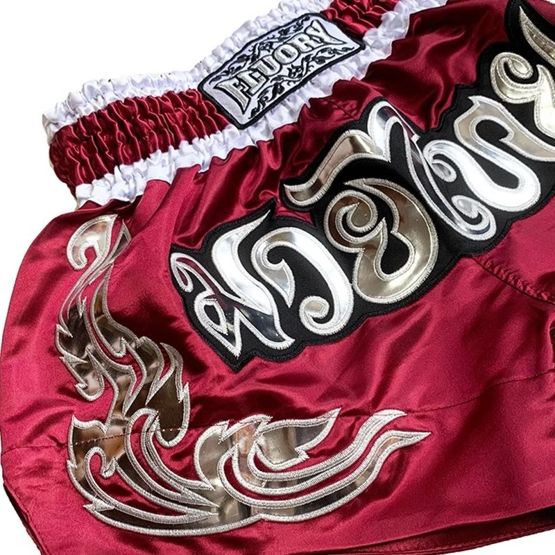 Fluory Muay Thai Kickboxing Shorts Bordeaux Rood MTSF87