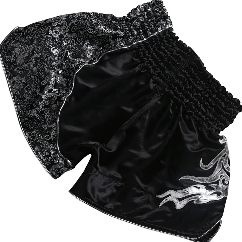 Fluory Muay Thai Short Kickboks Broek Zwart Zilver MTSF15 - Image 3