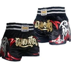 Fluory Muay Thai Short Kickboks Broek Zwart MTSF50