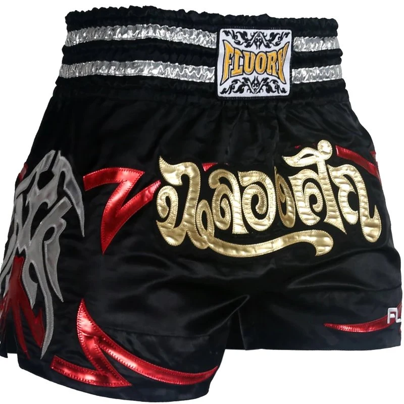 Fluory Muay Thai Short Kickboks Broek Zwart MTSF50 - Image 2