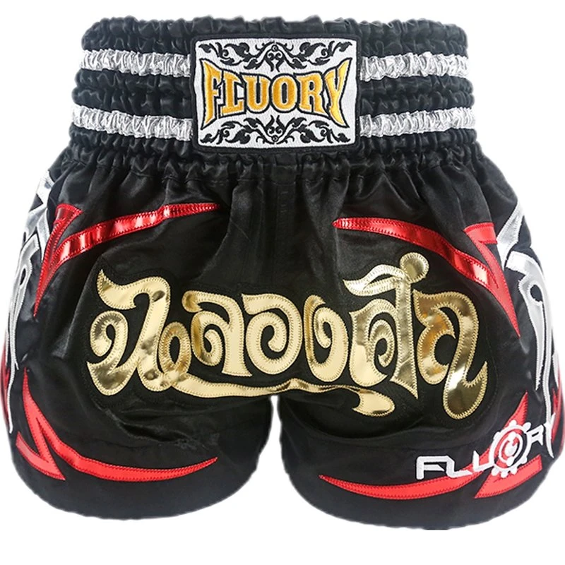 Fluory Muay Thai Short Kickboks Broek Zwart MTSF50 - Image 3