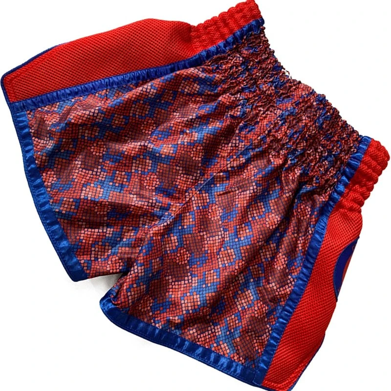 Fluory Muay Thai Shorts Kickboxing Square Colors Red - Image 2