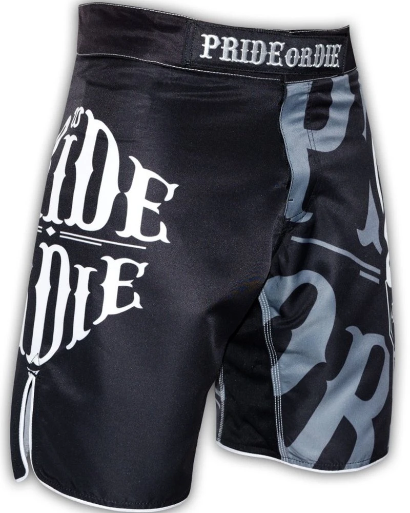 PRIDE Or DIE MMA Fightshorts Reckless Zwart Wit - Image 3