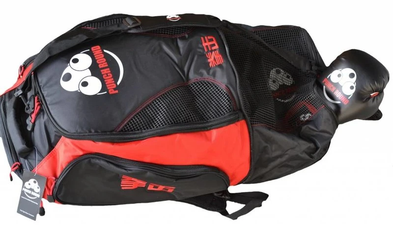Punch Round™ Boxing Sporttas Rugtas Gym Bag Black Red - Image 3