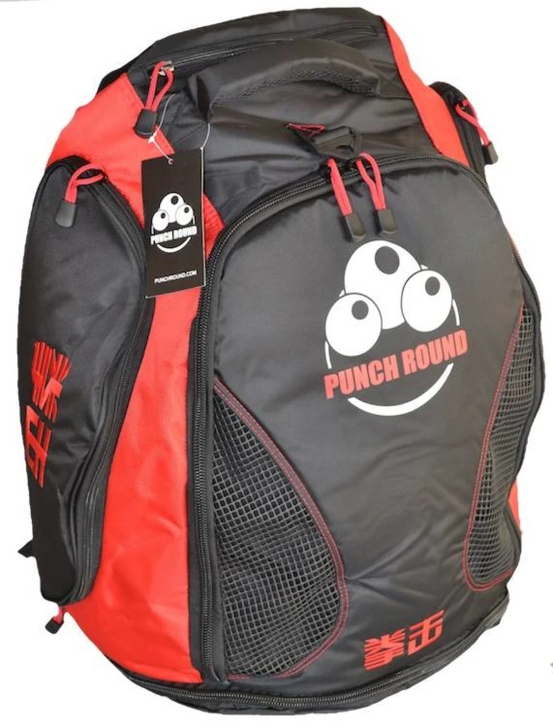 Punch Round™ Boxing Sporttas Rugtas Gym Bag Black Red - Image 4