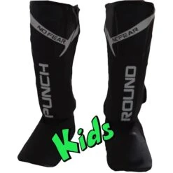 Punch Round Kids NoFear Kickboks Scheenbeschermers Zwart Wit