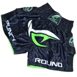 Punch Round NoFear Kickboks Shorts Zwart Neo Groen