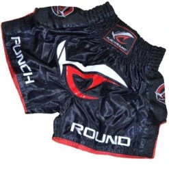 Punch Round NoFear Muay Thai Kickboks Broek Zwart Rood