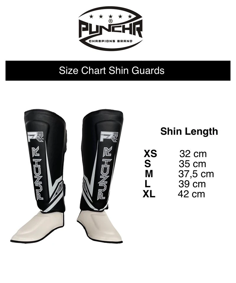 PunchR™ Electric Kickboks Muay Thai Scheenbeschermers Zwart Wit Microfiber - Image 2