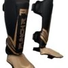 PunchR™ Electric Muay Thai Kickboks Scheenbeschermers Zwart Goud Microfiber