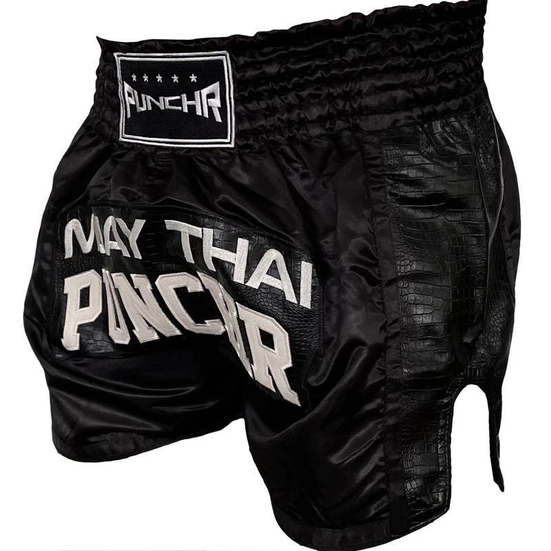 PunchRâ„¢ Muay Thai Short Crocodile Zwart Wit - Image 3