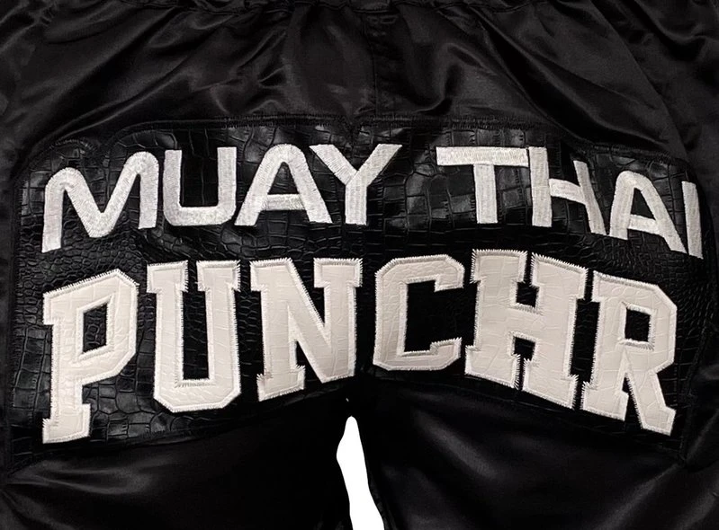 PunchRâ„¢ Muay Thai Short Crocodile Zwart Wit