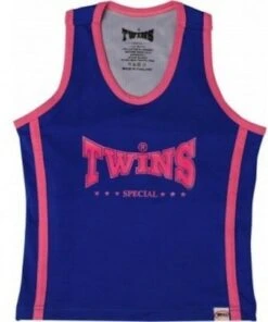 Twins Special Dames Tanktop Incl Sportbeha TSB-2 Blauw Neon Roze