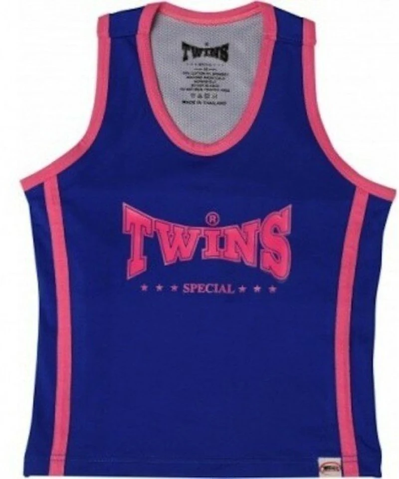 Twins Special Dames Tanktop Incl Sportbeha TSB-2 Blauw Neon Roze