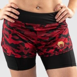 Venum Defender 2.0 Hybrid Compression Shorts Dames Zwart Rood