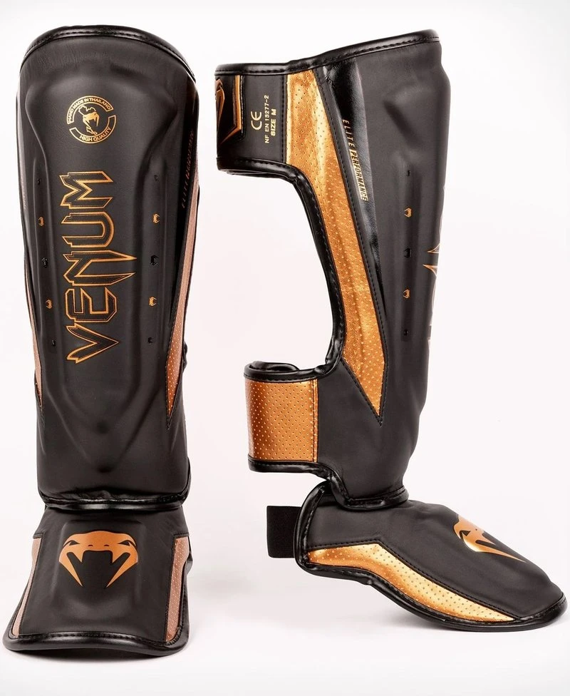 Venum Elite Evo Kickboks Scheenbeschermers Zwart Brons - Image 3