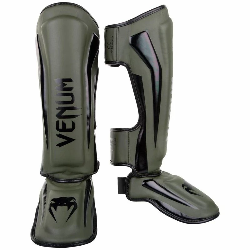 Venum Elite Kickboks Scheenbeschermers Khaki Zwart - Image 3