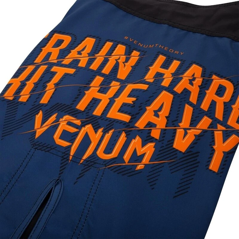 Venum Fightshorts Train Hard Hit Heavy Blauw Oranje - Image 3