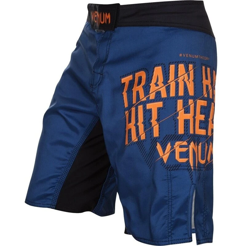 Venum Fightshorts Train Hard Hit Heavy Blauw Oranje - Image 4