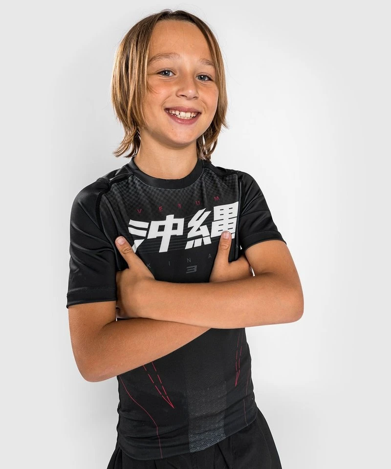 Venum OKINAWA 3.0 Rash Guard Kids Zwart Rood - Image 2