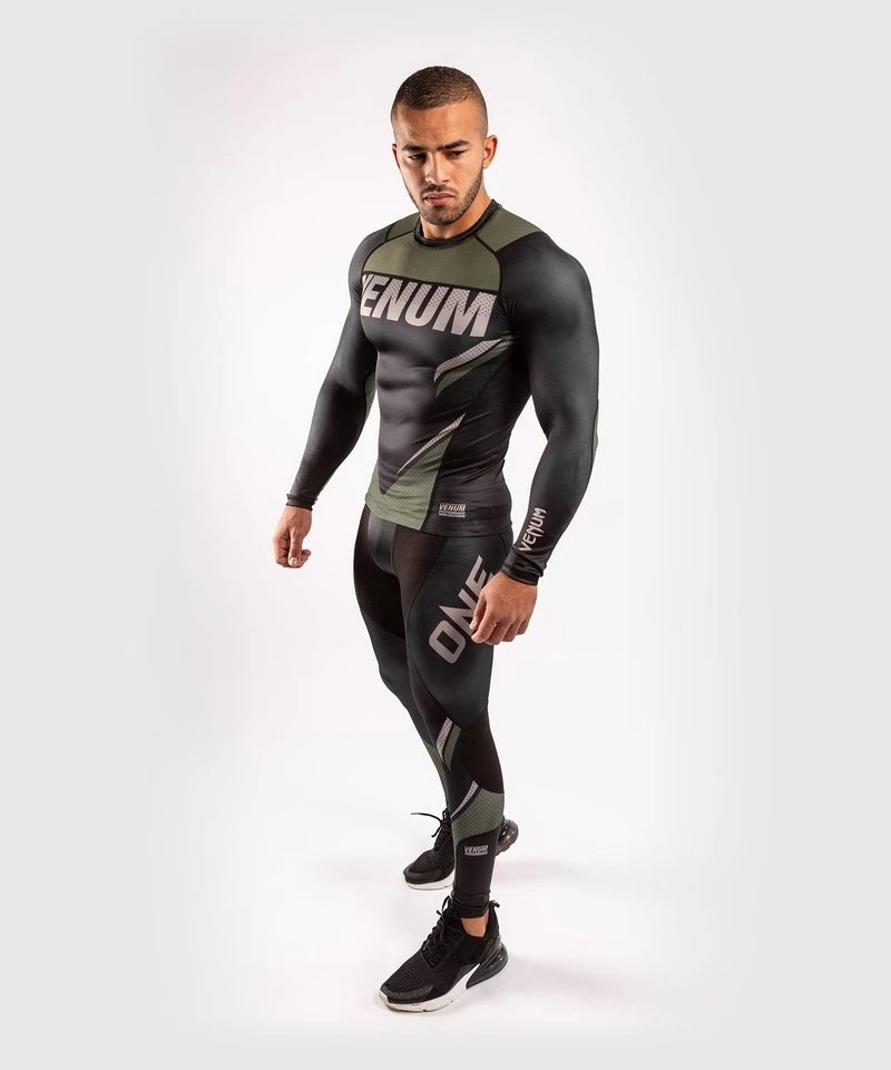 Venum ONE FC Impact Compression Tights Legging Kaki Zwart - Image 6