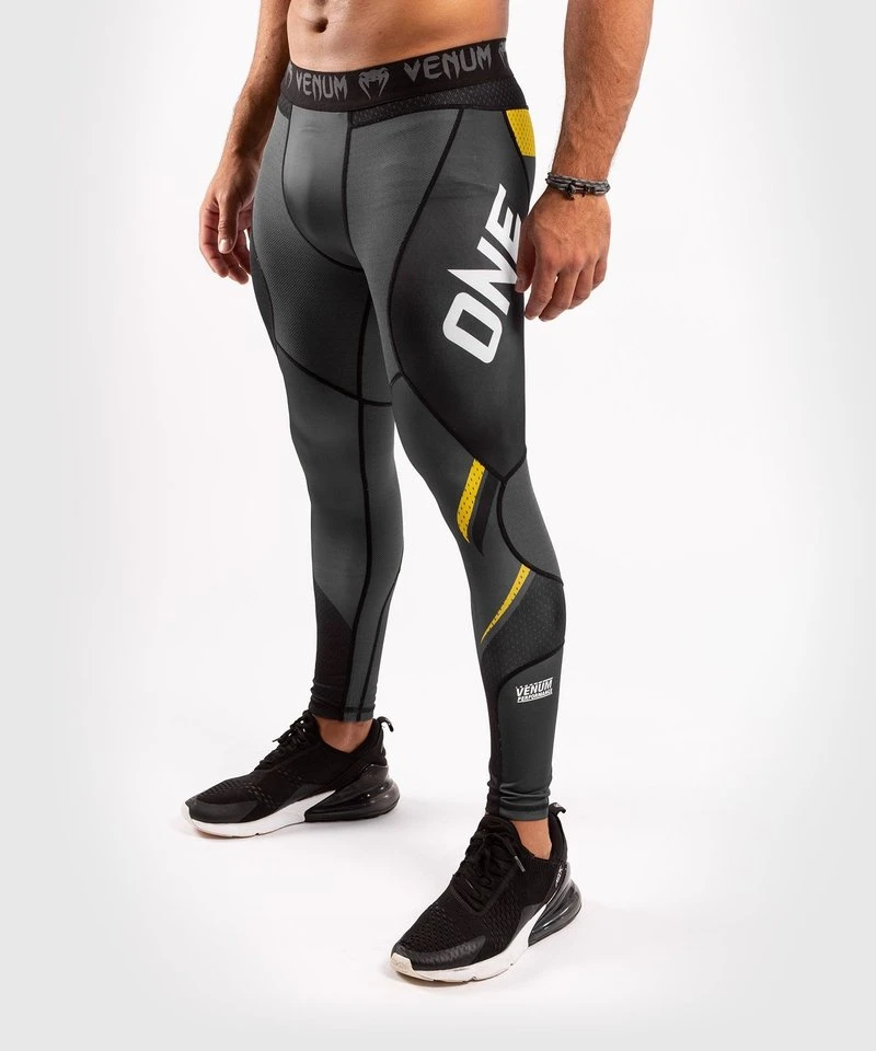 Venum ONE FC Impact Compression Tights Legging Grijs Geel - Image 10